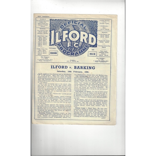 1955/56 Ilford v Barking Football Programme