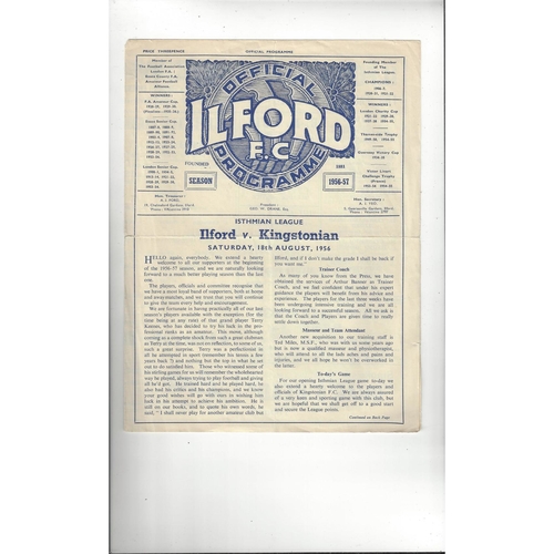 1956/57 Ilford v Kingstonian Football Programme