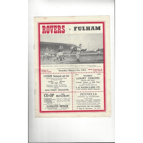 1953/54 Doncaster Rovers v Fulham Football Programme