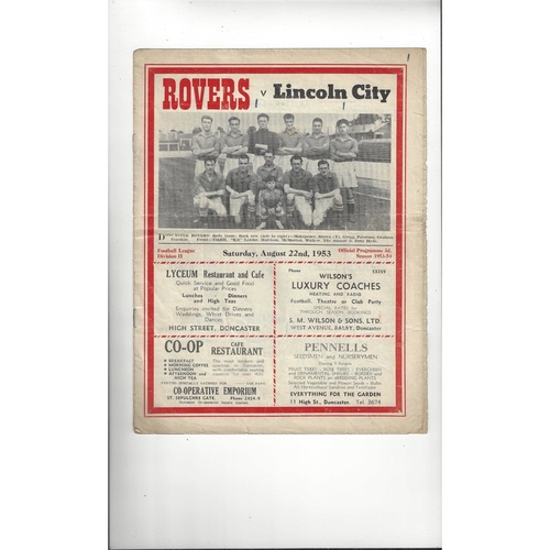 1953/54 Doncaster Rovers v Lincoln City Football Programme