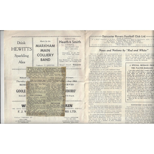 1953/54 Doncaster Rovers v Lincoln City Football Programme