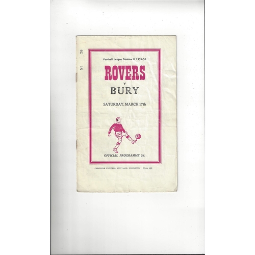1955/56 Doncaster Rovers v Bury Football Programme