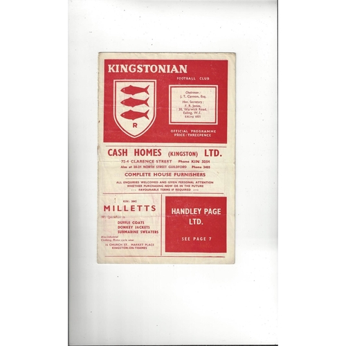 1956/57 Kingstonian v Romford Football Programme