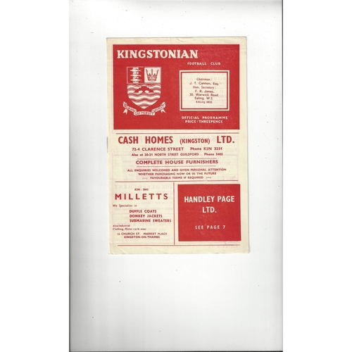 1957/58 Kingstonian v St Albans City Football Programme