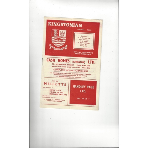1957/58 Kingstonian v Carshalton Athletic Surrey Senior Cup Football Programme