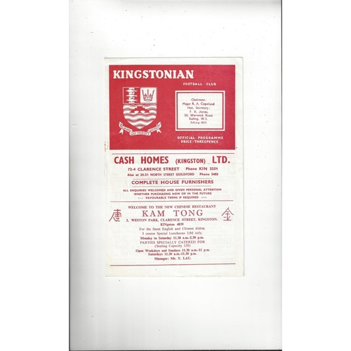 1959/60 Kingstonian v Bromley Football Programme