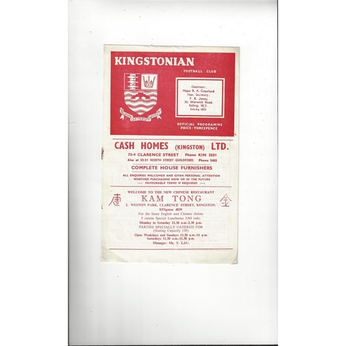 1959/60 Kingstonian v Woking Football Programme
