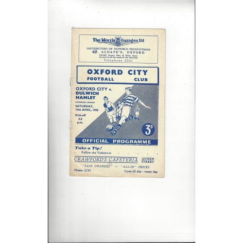 1957/58 Oxford City v Dulwich Hamlet Football Programme