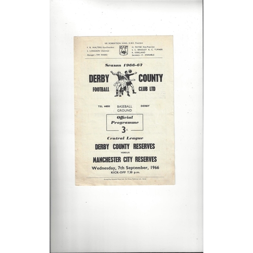 Derby County v Manchester City Central League Football Programme 1966/67
