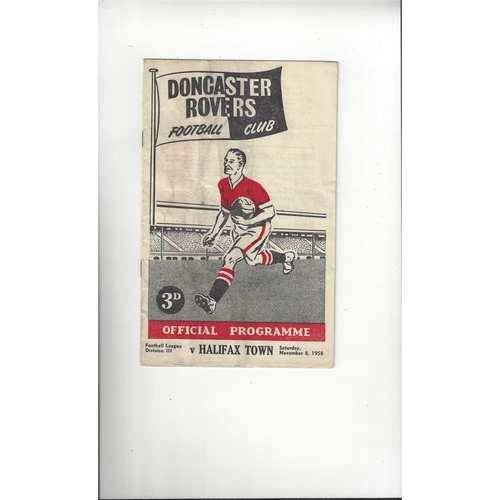 1958/59 Doncaster Rovers v Halifax Town Football Programme