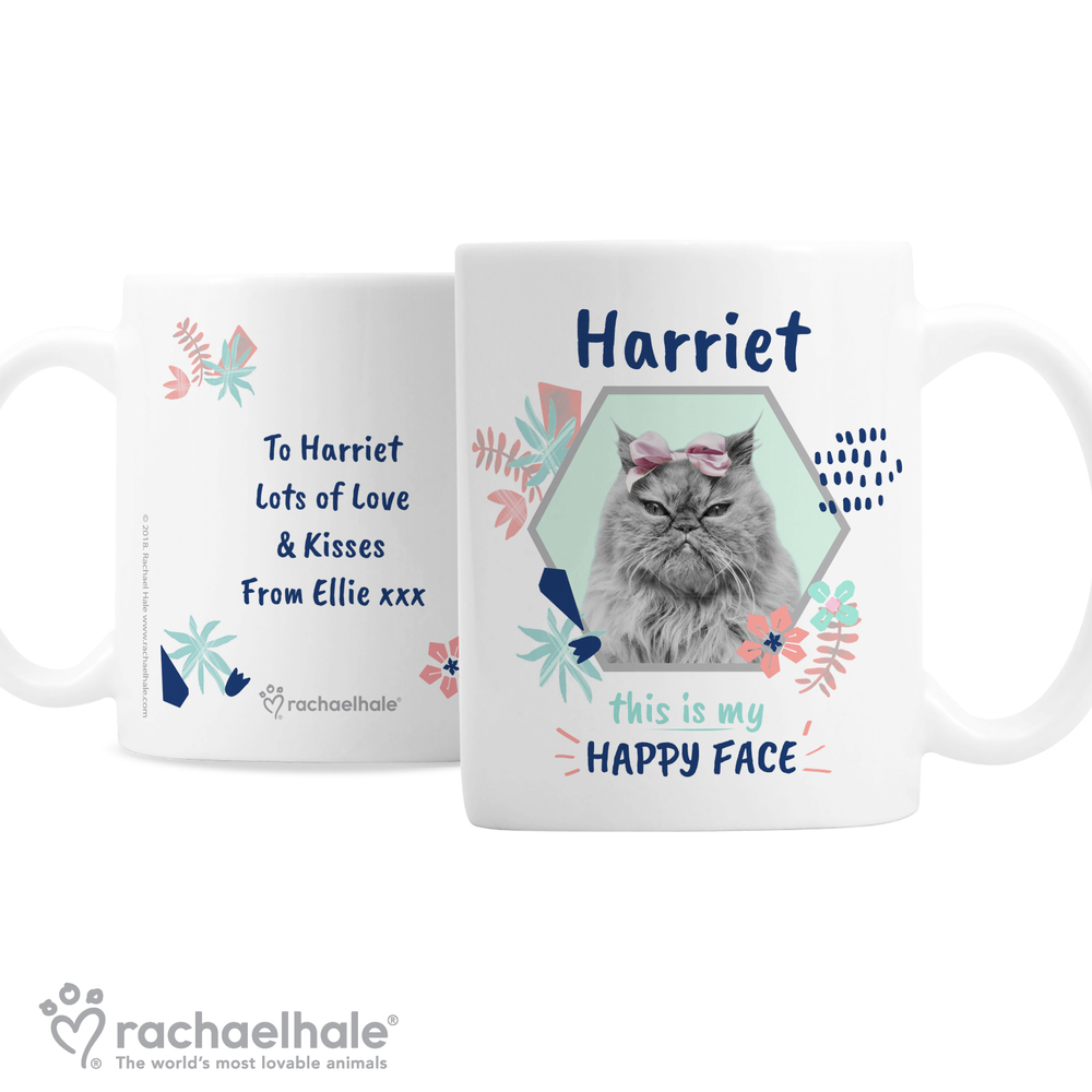 Personalised Rachael Hale 'Happy Face' Cat Mug