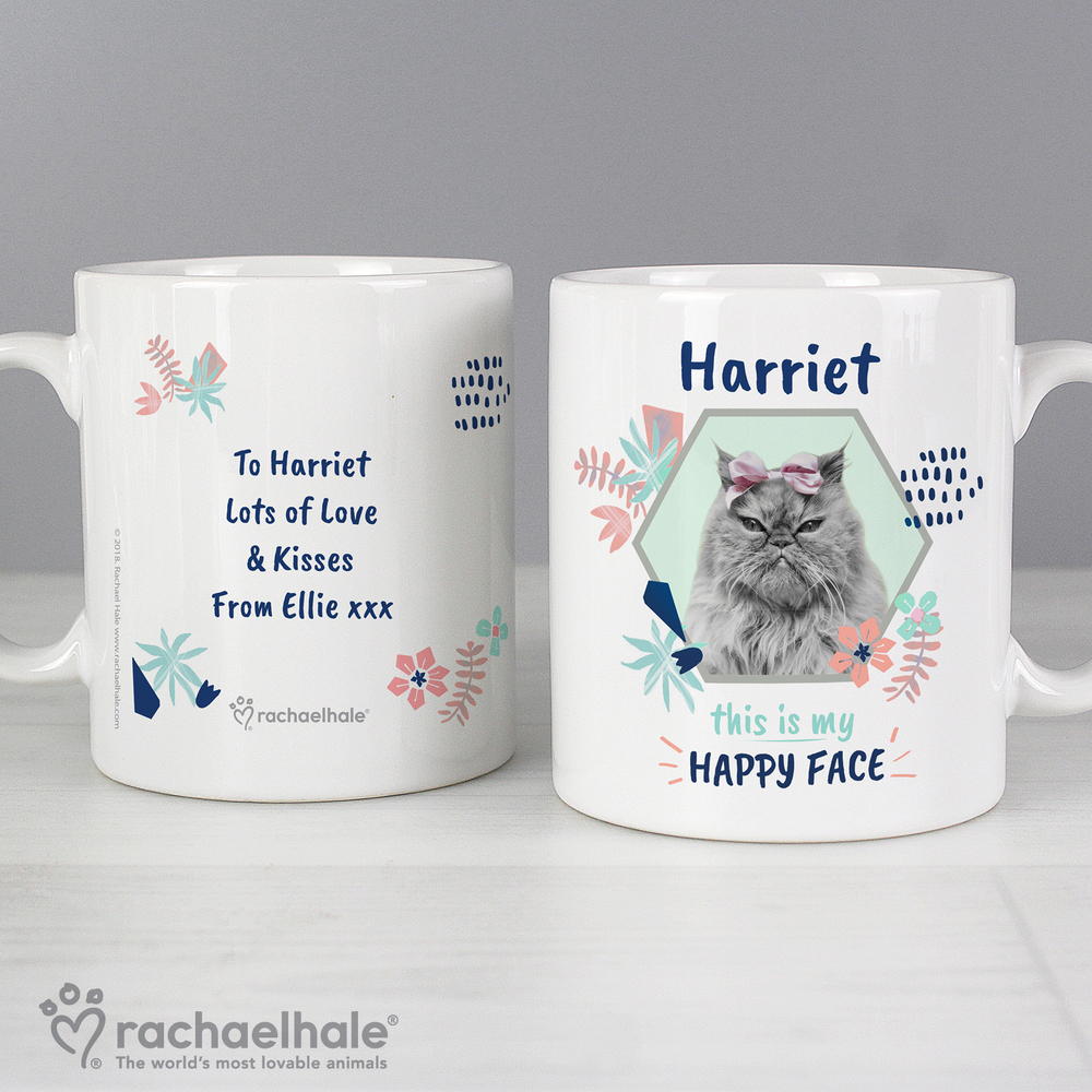 Personalised Rachael Hale 'Happy Face' Cat Mug