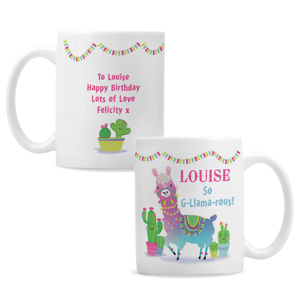 Personalised Pink Llama Mug