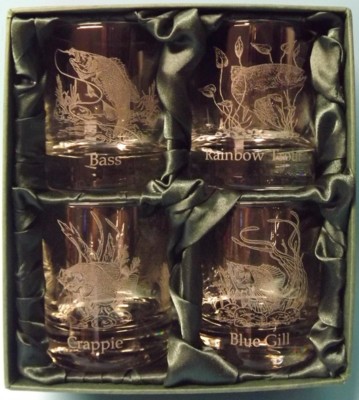 Engraved Whisky Glasses x 4