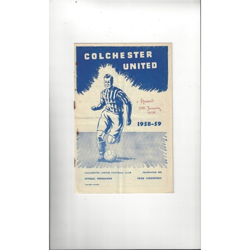 1958/59 Colchester United v Arsenal FA Cup Football Programme