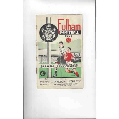 1951/52 Fulham v Charlton Athletic Football Programme