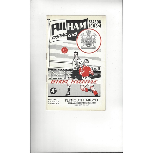 1953/54 Fulham v Plymouth Argyle Football Programme