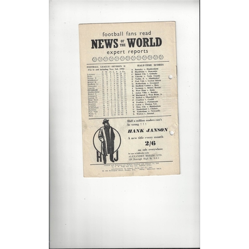 1956/57 Fulham v Leicester City Football Programme