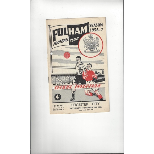 1956/57 Fulham v Leicester City Football Programme