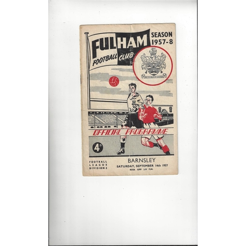 1957/58 Fulham v Barnsley Football Programme