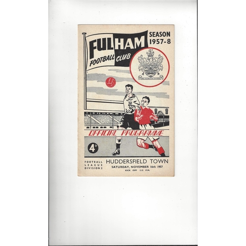 1957/58 Fulham v Huddersfield Town Football Programme