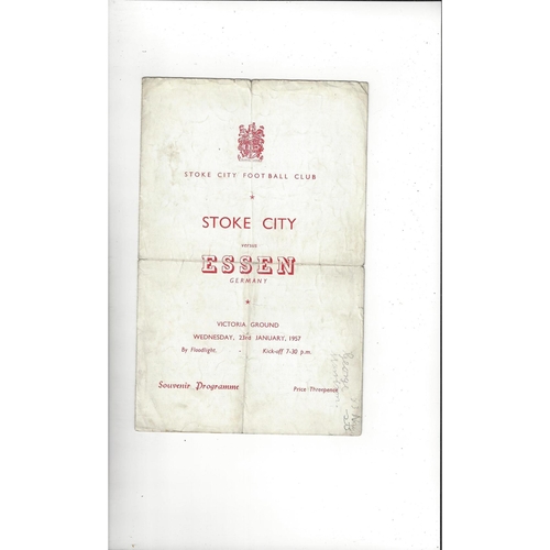 Stoke City v Essen Friendly Football Programme 1956/57