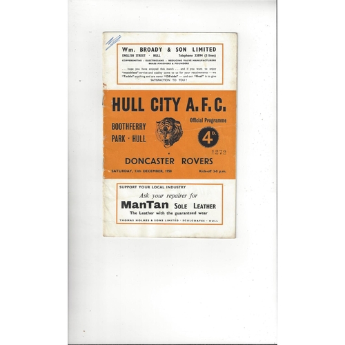 1958/59 Hull City v Doncaster Rovers Football Programme