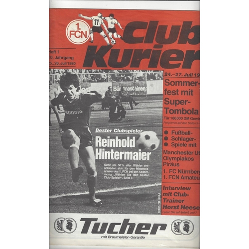 Sommer-Fest Tournament FC Nurnberg v Manchester United Football Programme 1980