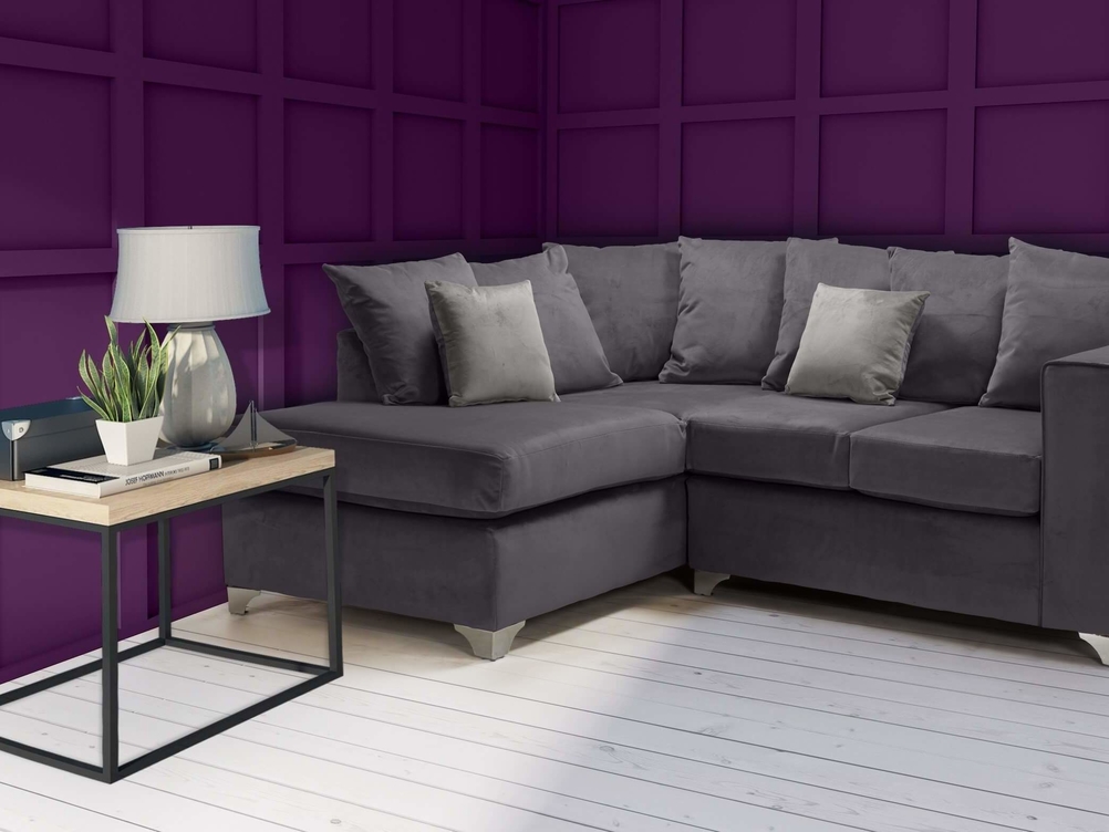 ELLA CORNER 2  SOFA IN GREY  FRENCH VELVET