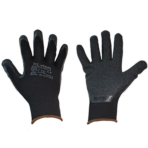 Klass Black Grip Glove with black latex grip coating