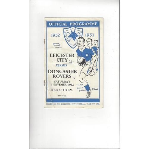 1952/53 Leicester City v Doncaster Rovers Football Programme