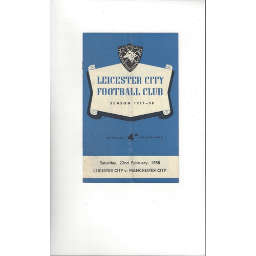 1957/58 Leicester City v Manchester City Football Programme