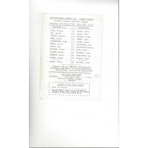 Bradford Park Avenue Home Football Programmes