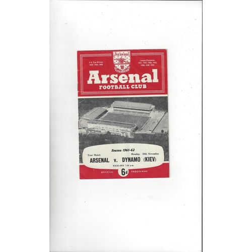 Arsenal v Dynamo Kiev Friendly Football Programme 1961/62