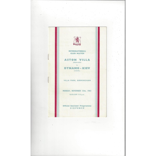 Aston Villa v Dynamo Kiev Friendly Football Programme 1961/62