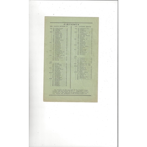 1959/60 Chester v Stockport Cheshire Bowl Semi Final Football Programme