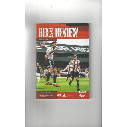 2016/17 Brentford v Sheffield Wednesday Football Programme