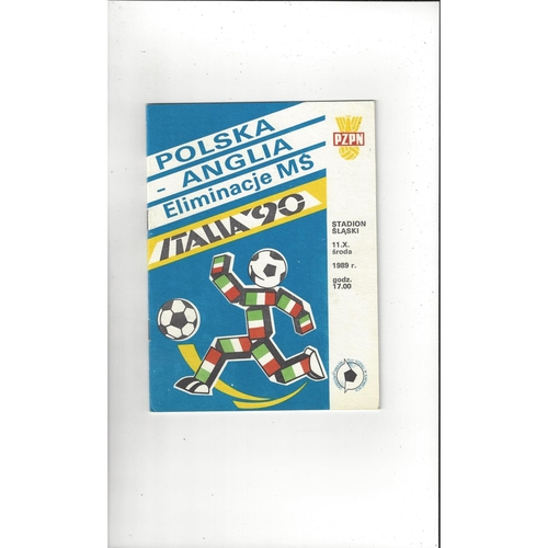 1989 Poland v England Football Programme