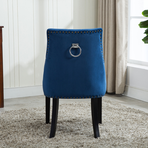 Victoria Tufted Velvet Fabric Studded Accent Dining Chair (Blue)