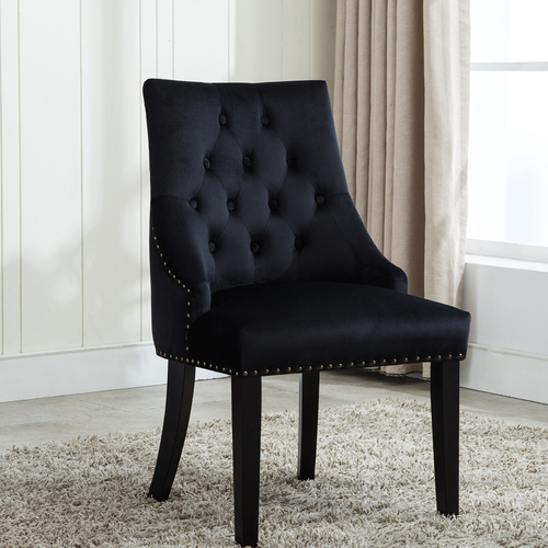Victoria Tufted Velvet Fabric Studded Accent Chair