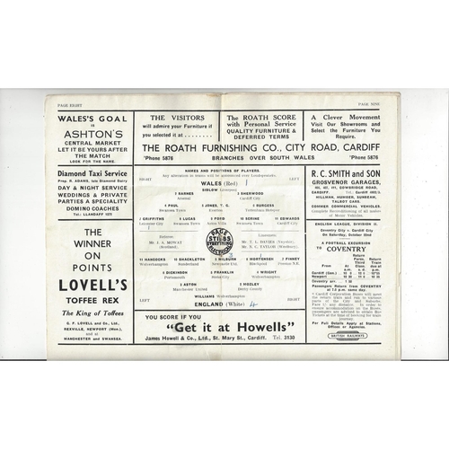 1949 Wales v England Football Programme @ Cardiff City
