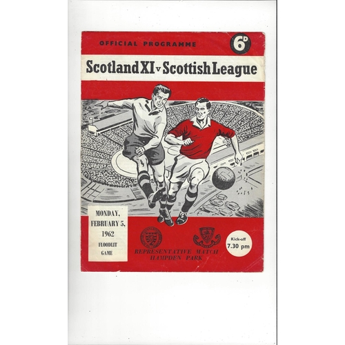 Scotland X1 v Scottish League Friendly Football Programme 1962
