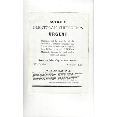 1956 Distillery v Glentoran Irish Cup Final Football Programme