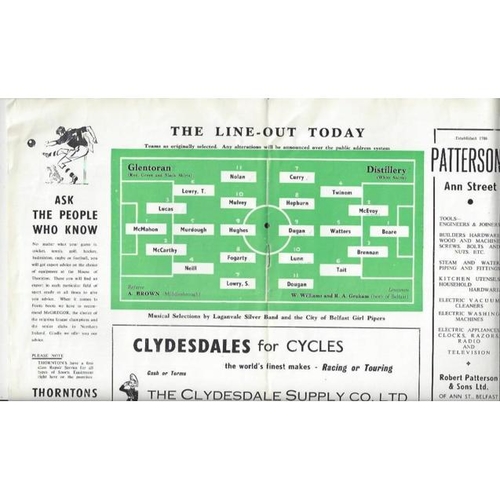 1956 Distillery v Glentoran Irish Cup Final Football Programme