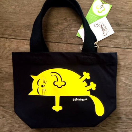 'Yellow Sleepy Cat' Mini Tote