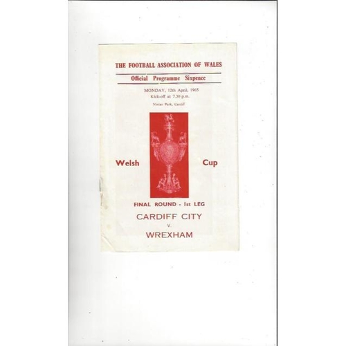 1965 Cardiff City v Wrexham Welsh Cup Final Football Programme