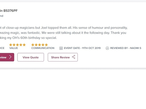 Testimonials | Joel Bentley | Mentalist &amp; Magician