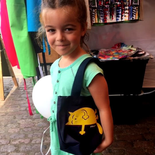 'Yellow Sleepy Cat' Mini Tote