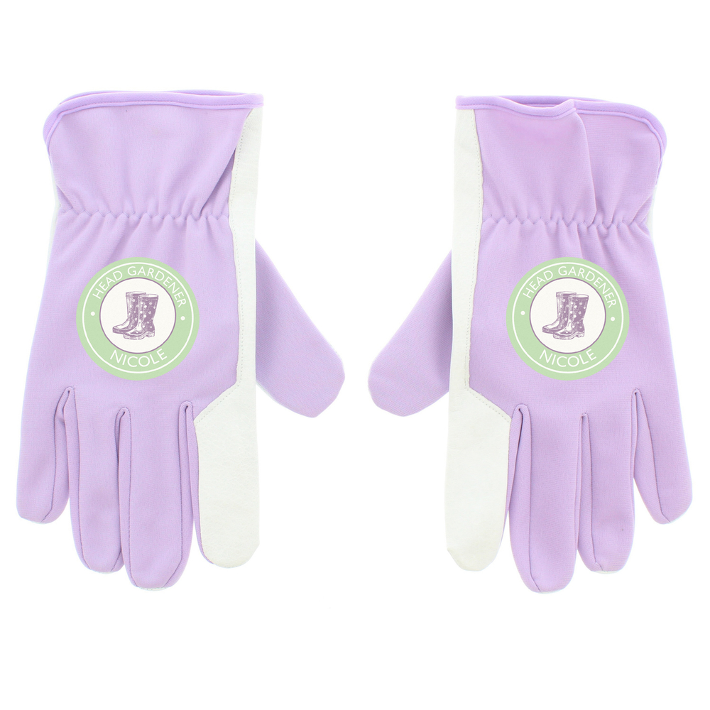 Personalised Head Gardener Medium Lilac Gardening Gloves
