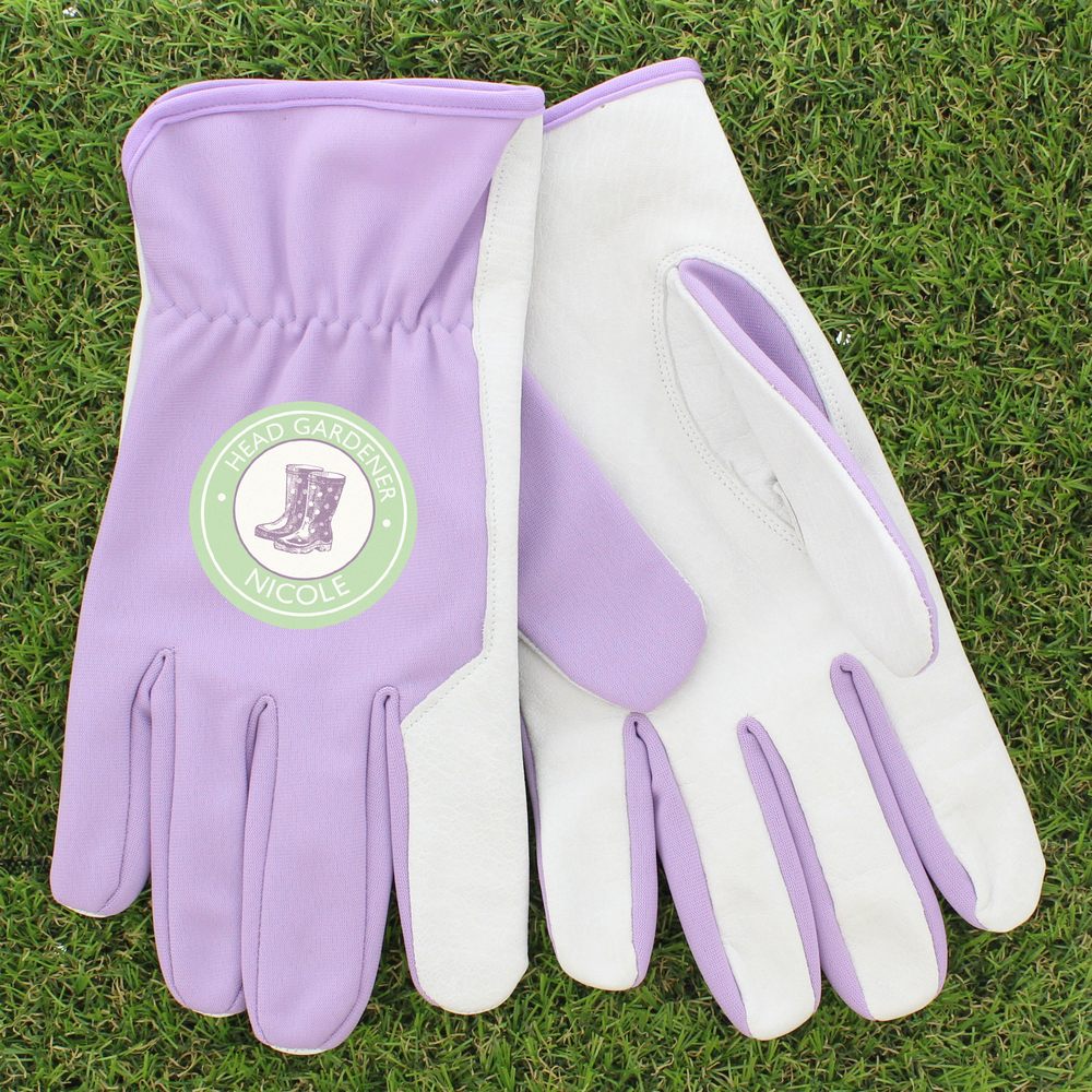 Personalised Head Gardener Medium Lilac Gardening Gloves